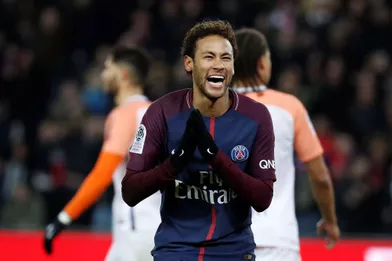 Neymar lors du match contre Montpellier, a marqué sur penlaty.