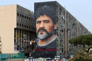 Diego Maradona sur les murs de la ville de Naples.