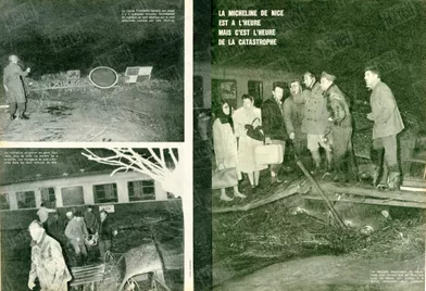 « La micheline de Nice est à l’heure, mais c’est l’heure de la catastrophe : La micheline va entrer en gare. Soudain, plus de rails. Le torrent les a arrachés. Les voyageurs se sont précipités dans les deux voitures de tête. Le rapide Vintimille-Genève est passé il y a quelques minutes. Maintenant les signaux se sont abattus sur la voie retournée comme pour une charrue.» - Paris Match n°557, 12 décembre 1959.
