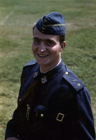 Juan Carlos d'Espagne à l'école militaire d'aviation de San Javier, en 1959.