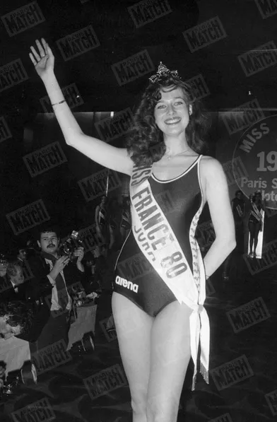 Patricia Barzyk, couronnée Miss France 1980, le 28 décembre 1979 à Paris.