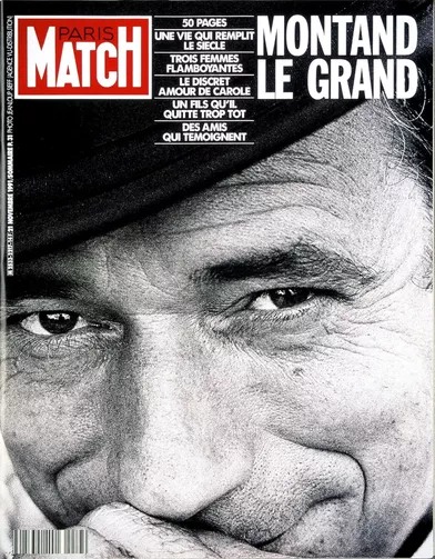 La mort d'Yves Montand, en couverture du Paris Match n°2217, daté du 21 novembre 1991.