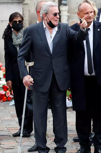 Alain Delon aux obsèques de Jean-Paul Belmondo à Paris, le 10 septembre 2021.