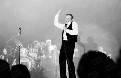 Yves Montand lors de sa tournée française, en mars 1982.