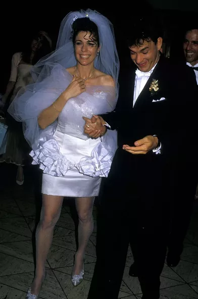 Rita Wilson et Tom Hanks le jour de leur mariage, le 30 avril 1988, à Los Angeles.