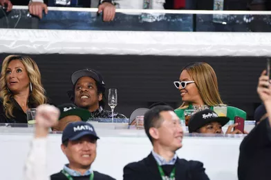 Jay-Z et Beyoncé lors du Super Bowl à Miami le 2 février 2020
