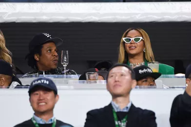 Jay-Z et Beyoncé lors du Super Bowl à Miami le 2 février 2020