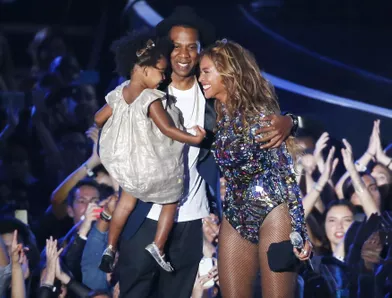 Beyoncé et Jay-Z avec leur fille Blue Ivy lors des MTV Video Music Awards 2014