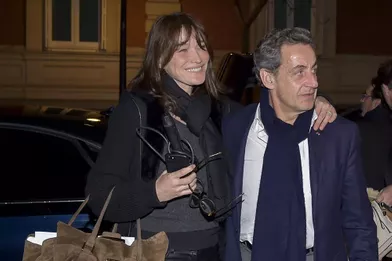 Carla Bruni en concert à Madrid en compagnie de son époux Nicolas Sarkozy, le 10 janvier 2018.