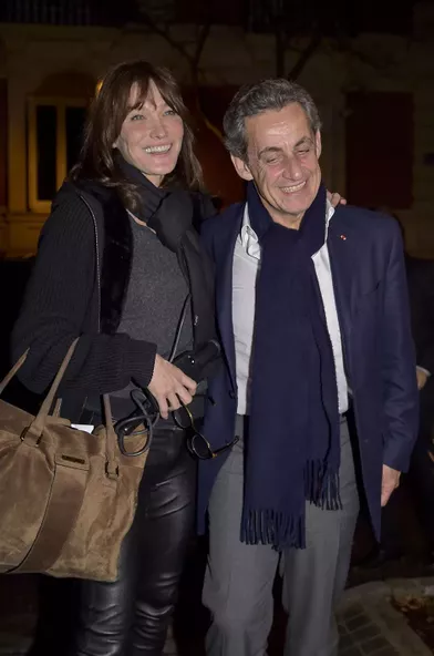 Carla Bruni en concert à Madrid en compagnie de son époux Nicolas Sarkozy, le 10 janvier 2018.
