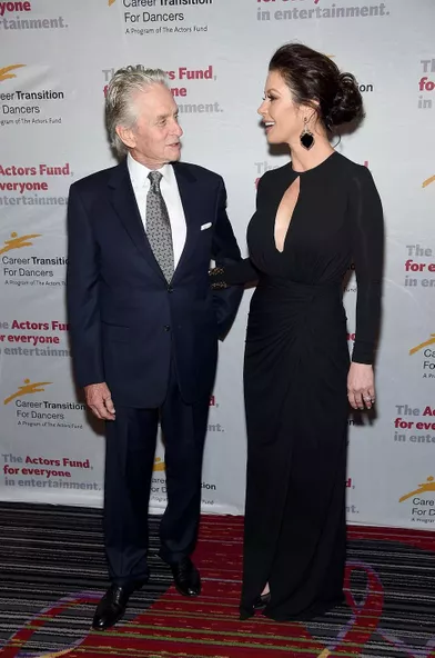 Michael Douglas et Catherine Zeta-Jones lors d'un gala à New York, le 1er novembre 2017.