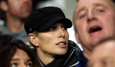 Zara Phillips, fille de la princesse Anne et épouse de Mike Tindall, dans les tribunes de l’Otago Stadium de Dunedin lors du match Angleterre/Roumanie.