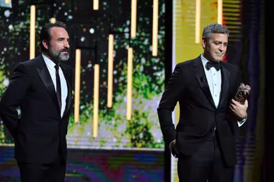Jean Dujardin et George Clooney aux César