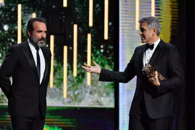 Jean Dujardin et George Clooney aux César