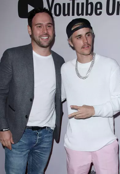 Scooter Braun et Justin Bieberà l'avant-première du documentaire «Justin Bieber : Seasons» à Los Angeles le 27 janvier 2020