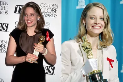 Jodie Foster meilleure actrice : lauréate d'un Golden Globe (à gauche en janvier 1992) et d'un Oscar (à droite en mars) pour sa performance dans «Le Silence des Agneaux».