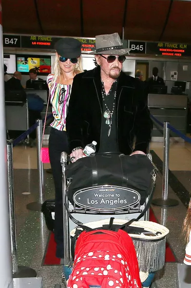 Johnny Hallyday et Laeticia Hallyday en route pour la France, le 29 mai 2017.