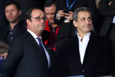 François Hollande et Nicolas Sarkozy dans les tribunes du Parc des Princes