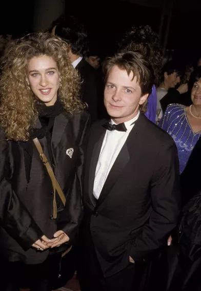 Sarah Jessica Parker avec son ex-petit ami Michael J Fox en 1984.