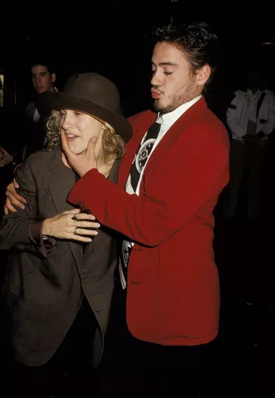 Sarah Jessica Parker et Robert Downey Jr en 1987 aux studios de la NBC à New York.