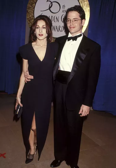 Sarah Jessica Parker au début de sa relation avec Matthew Broderick aux Golden Globe Awards à Beverly Hillsen 1993.