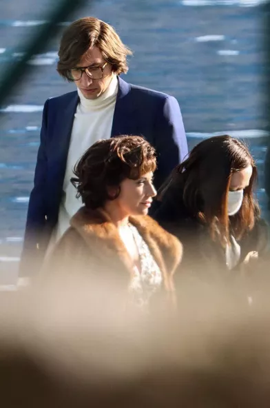Lady Gaga et Adam Driversur le tournage de «Gucci» àTremezzina, près du lac de Côme, le 19 mars 2021