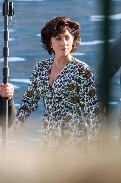 Lady Gagasur le tournage de «Gucci» àTremezzina, près du lac de Côme, le 19 mars 2021