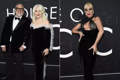 Lady Gaga et ses parents Joe et Cynthia Germanotta à l'avant-première du film «House of Gucci» à New York le 16 novembre 2021