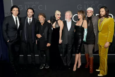 Adam Driver,Jack Huston, Al Pacino, Lady Gaga, Ridley Scott et son épouse Giannina, Jeremy Irons et Jared Letoà l'avant-première du film «House of Gucci» à New York le 16 novembre 2021