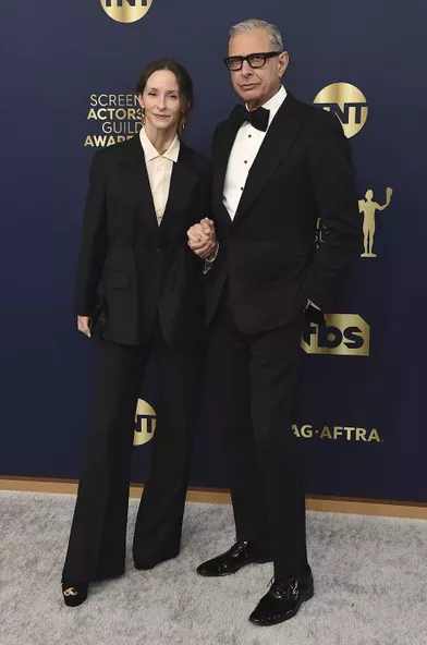 Emilie Livingston and Jeff Goldblum at the SAG Awards in Los Angeles on February 27, 2022