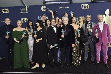 The cast of “Succession” (Best Cast for a Drama Series) at the SAG Awards in Los Angeles on February 27, 2022