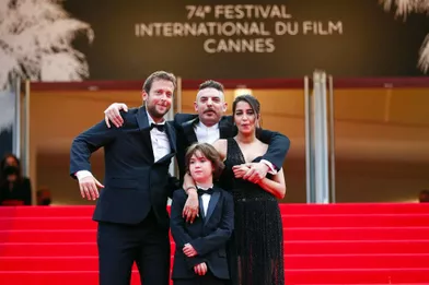 Damien Bonnard, Leïla Bekhti,Gabriel Merz Chammah et Joachim Lafosseau Festival de Cannes, le 16 juillet 2021.