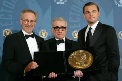 Steven Spielberg,Martin Scorsese et Leonardo DiCaprio en 2007.