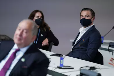 Leonardo DiCaprio lors d'une réunion en marge de la COP26 à Glasgow le 2 novembre 2021