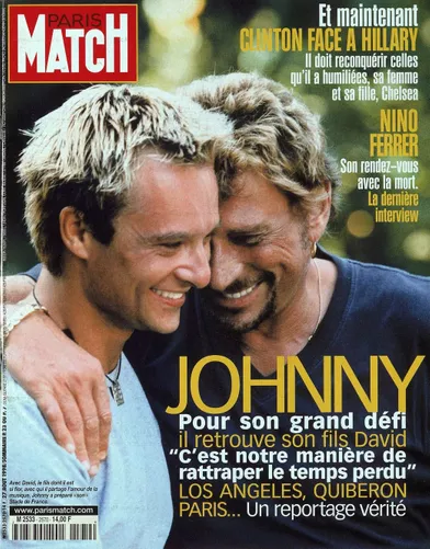 Johnny Hallyday et son fils David en couverture de Paris Match en 1998