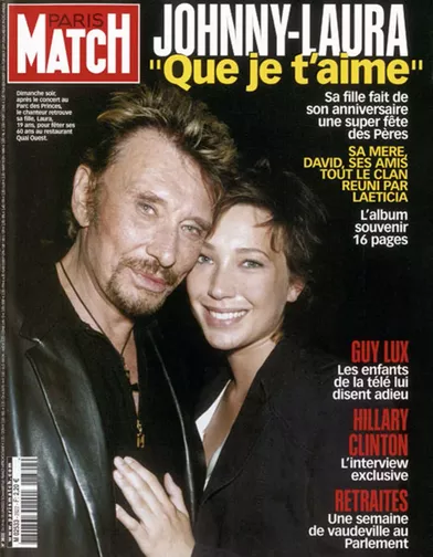 Johnny Hallyday et sa fille Laura en couverture de Paris Match