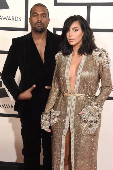 Kanye West et Kim Kardashian West le 8 février 2015 à Los Angeles.