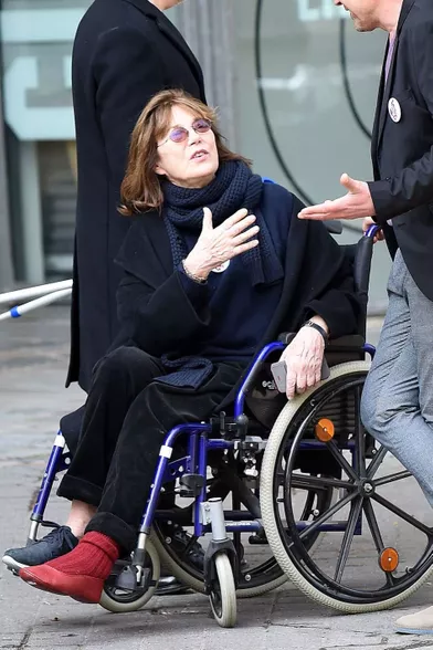 Jane Birkinà l'hommage rendu à Agnès Varda à la Cinémathèque française avant ses obsèques au cimetière du Montparnasse à Paris, le 2 avril 2019.