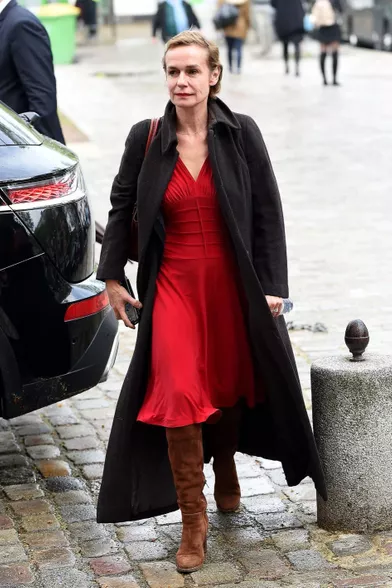 Sandrine Bonnaireà l'hommage rendu à Agnès Varda à la Cinémathèque française avant ses obsèques au cimetière du Montparnasse à Paris, le 2 avril 2019.