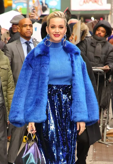Katy Perry à la sortie de l’émission GMA pour faire la promotion de American Idol à New York, le 27 février 2019