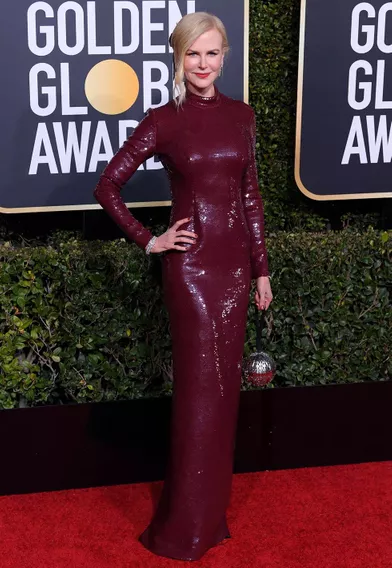 Nicole Kidman en robe Michael Kors aux Golden Globes à Los Angles le 6 janvier 2019.