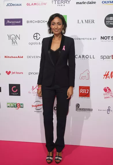 Leïla Kaddour-Boudadi lors de la 26ème édition de l’Octobre rose au pied de la Tour Eiffel, le 1er octobre 2019.