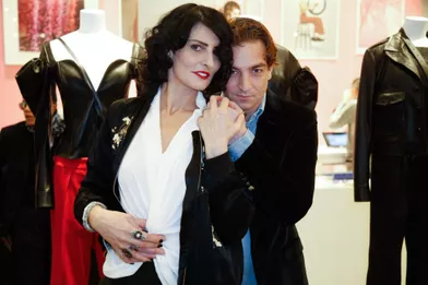Ludovic Chancel et sa compagne Sylvie Ortega Munoslors de la soirée de lancement du magazine Façade 16, le numéro des 40 ans chez Colette, à Paris, France, le 23 février 2017.