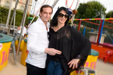 Ludovic Chancel et sa compagne Sylvie Ortega Munosà l'ouverture de la fête des Tuileries, le 27 juin 2014, à Paris