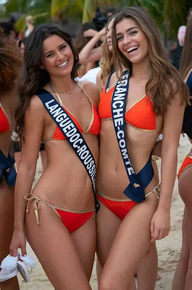 Miss Languedoc-Roussillon et Miss Franche-Comté en bikini