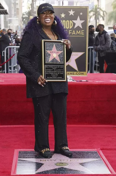 Missy Elliott lors de la cérémonie en son honneur sur le Hollywood Walk of Fame à Los Angeles le 8 novembre 2021.