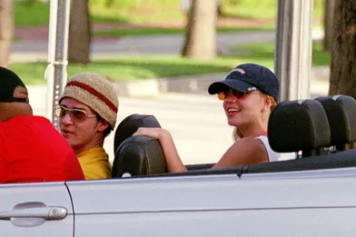Britney Spears et Justin Timberlake lors de vacances à Miami en septembre 2000