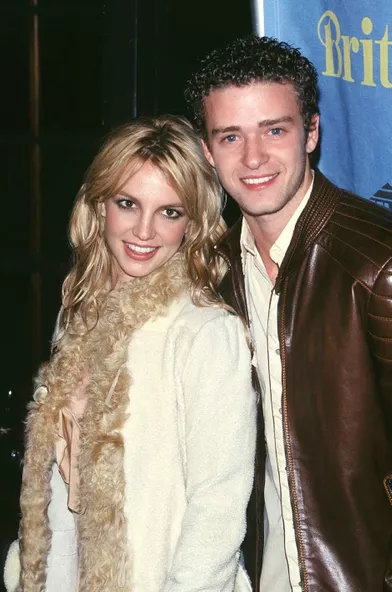 Britney Spears et Justin Timberlake à New York pour la soirée de lancement de l'album «Britney» en novembre 2001