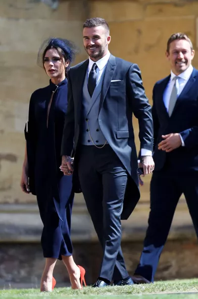 Victoria et David Beckham au mariage de Meghan et Harry, le 19 mai 2018.
