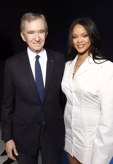 Bernard Arnault et Rihannaaulancement de la première collection Fenty à Paris le 22 mai 2019